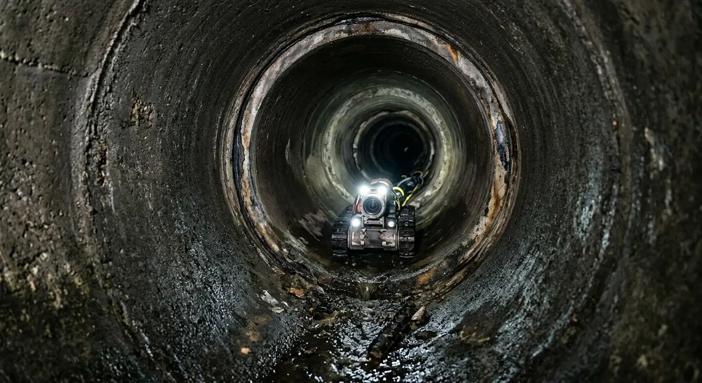Robotic sewer camera inspecting pipe interior for Sewer Line Repair in Penitas